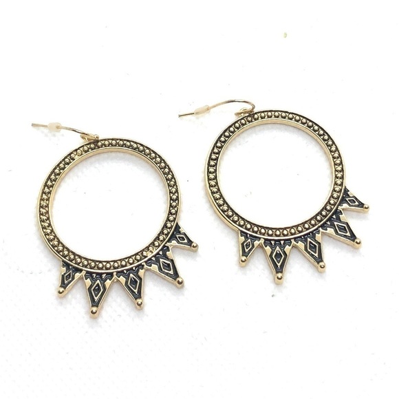 NWOT Jessica Simpson Gold Spike Hoop Earrings - Picture 4 of 7